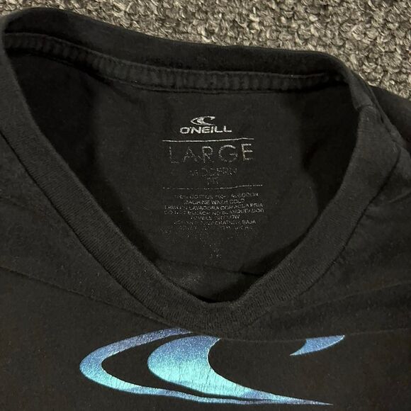O’Neill Men's Large Black Blue Logo Surf T-Shirt Surfwear Y2K - Picture 4 of 6